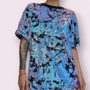 Purple Sequined T-shirt Dress